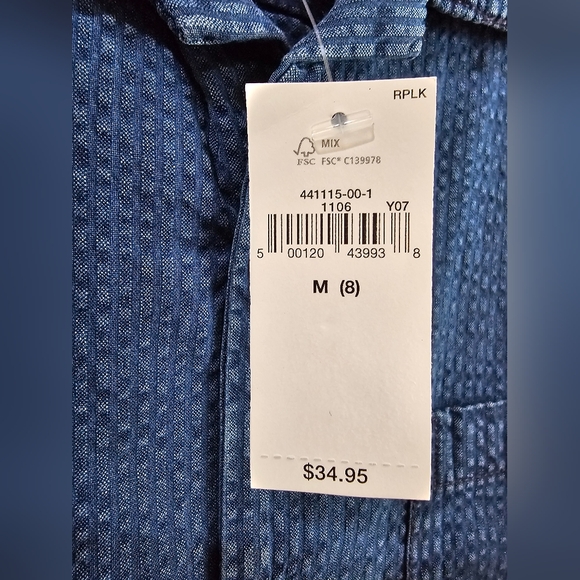 NWT Gap Kids Textured Blue Button Down Shirt with Pocket Size 8 - Picture 8 of 11